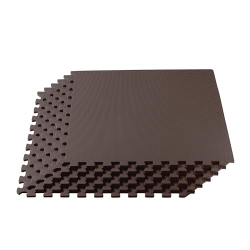 We Sell Mats 3/8" Thick Multipurpose EVA Foam Exercise Floor Mat, Interlocking Tiles, Anti-Fatigue for Home or Gym - color: Brown, style: 100 Square Feet (25 Tiles)