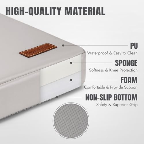 HappyPicnic Waterproof Garden Kneeling Pad, 2in Thick, Grey, 1 Pack | Soft High-density Foam knee Support, with Handle, Easy to Clean, Non-slip, for Gardening, Yoga, Prayer, Housework, Exercise - color: Grey