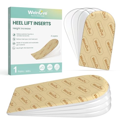 Heel Lift Inserts for Women Shoes - Welnove Adjustable Orthopedic Shoe Lifts for Uneven Legs - Gel Heel Inserts for Leg Length Discrepancy Heel Pain Heel Spur - Heel Wedge Pads (Size S, 4 Layers) - size: 4 Layers: S - Women's 4.5-9.5丨Men's 6-8.5