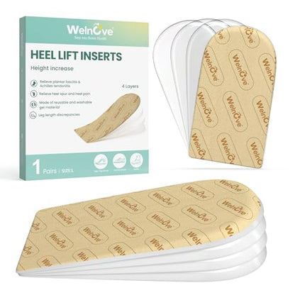Heel Lift Inserts for Women Shoes - Welnove Adjustable Orthopedic Shoe Lifts for Uneven Legs - Gel Heel Inserts for Leg Length Discrepancy Heel Pain Heel Spur - Heel Wedge Pads (Size L, 4 Layers) - size: 4 Layers: L - Women's 10-13丨Men's 9-14