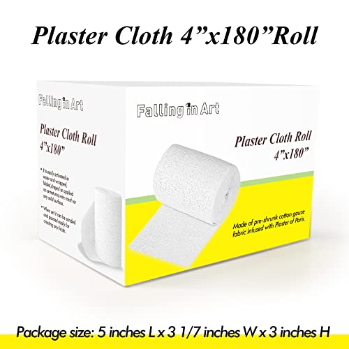 4'' x 180'' Plaster Cloth Gauze Bandages Rolls, 500gsm Plaster Strip | for Craft Projects, Mask Making, Belly Casts, Body Molds, Single roll - size: 4 Inch x 180 Inch