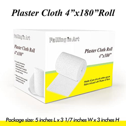 4'' x 180'' Plaster Cloth Gauze Bandages Rolls, 500gsm Plaster Strip | for Craft Projects, Mask Making, Belly Casts, Body Molds, Single roll - size: 4 Inch x 180 Inch