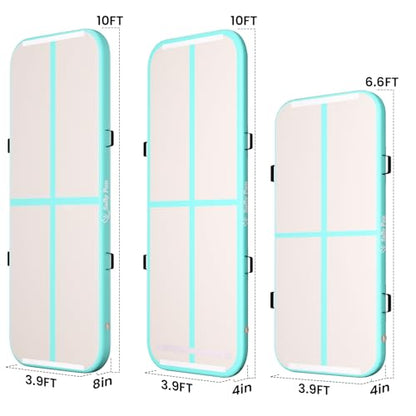 Inflatable Gymnastics Mat 6.6ft/10ft Air Tumble Track Training Mat 4/8 inches Thick Tumbling mat with Electric Pump for Home Use/Tumble/Gym/Training/Cheerleading/Water/Yoga - color: Light Pink, size: 6.56ft*3.9ft*4in
