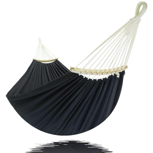 GOCAN Hammock with Bars Large Hammocks bedsize 220x150cm XXL | 500 Lbs Maximum Weight Capacity Removable Support Bar Spacious Double Hanging Hammock for Indoor Outdoor Garden & Balcony Use - color: Dim Grey, size: XX-Large