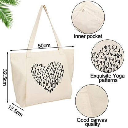 Saintrygo Yoga Bags for Women with Mat Carrier Canvas Pilates Tote Carryall Fits All Your Stuff for Travel Gym Workout - color: Beige