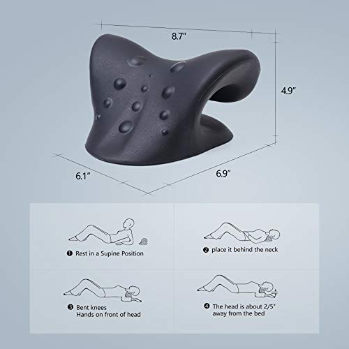 Cozyhealth Neck Stretcher for Neck Pain Relief, Neck and Shoulder Relaxer Cervical Traction Device Pillow for TMJ Pain Relief and Muscle Relax, Cervical Spine Alignment Chiropractic Pillow (Black) - color: Black