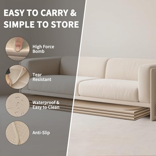 Foldable Yoga Mat Extra Large (74.0" x 47.2" x 0.4") | Double-Sided Non-Slip,Extra Wide Foldable Design,10mm Extra Thick ,Exercise Mat for Gym, Studio, Travel, Home Use - color: Beige
