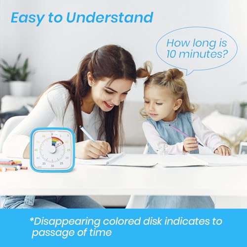 Yunbaoit Rainbow Visual Timer for Kids, 60-min Countdown Timer, Blue - color: Blue Rainbow
