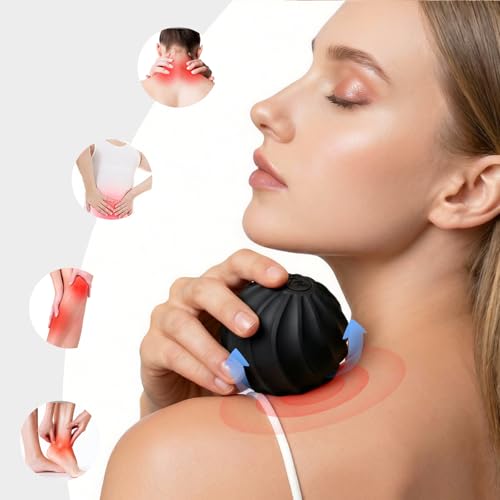 Cordless Electric Massage Ball – USB Rechargeable Portable Massager, Skin-Soft Silicone for Foot, Back, Neck, Shoulder, Full Body Deep Tissue Massage, Muscle Tension Relief