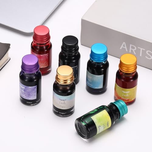 PATIKIL Fountain Pen Ink Brown, 10ml Calligraphy Pen Bottled Ink Non-Carbon Colorful Smooth Flow Color Dip Drawing Set Art Supplies for Writing Painting Journaling - color: Brown