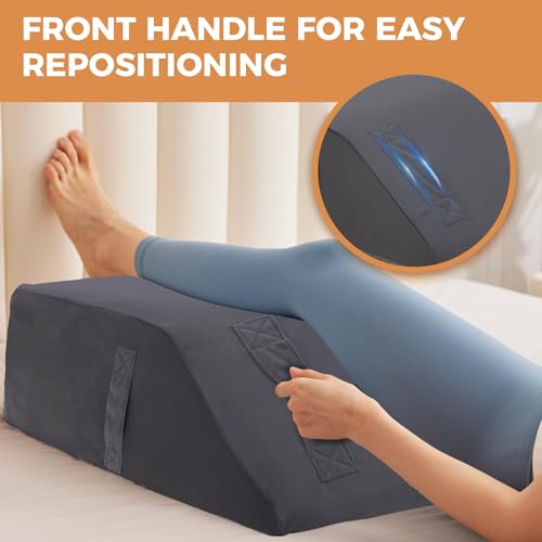BIEEZZK Leg Pillow Elevation Blood Circulation, 23.6×16.8×8in, Velvet Grey - color: Velvet Grey