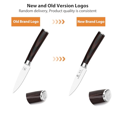 imarku Paring Knife 3.5 Inch, Japanese High Carbon Stainless Steel | Ultra Sharp Fruit Knife, Small Kitchen Knife for Peeling Fruits, Ergonomic Pakkawood Handle, Unique Gifts for Men and Women - color: Brown Handle