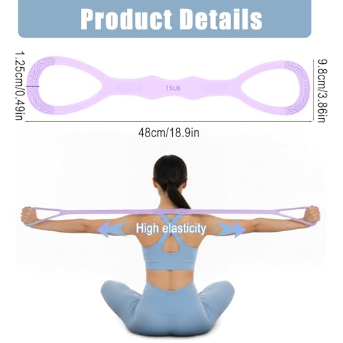 Arm Resistance Bands, 8 Shaped Resistance Bands with Handles,15lb (Purple)