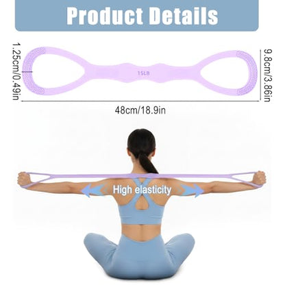 Arm Resistance Bands, 8 Shaped Resistance Bands with Handles,15lb (Purple)
