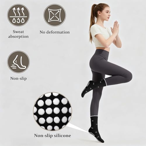 Women's Pilates Grip Socks, Ruffle Non Slip Bow Pattern Yoga Socks | Grippy, Frilly Trim, Embroidery, Crew Length, Soft Cotton, Arch Support, for Barre Ballet Dance Workout Hospital Home Gifts - color: F05-green + Black