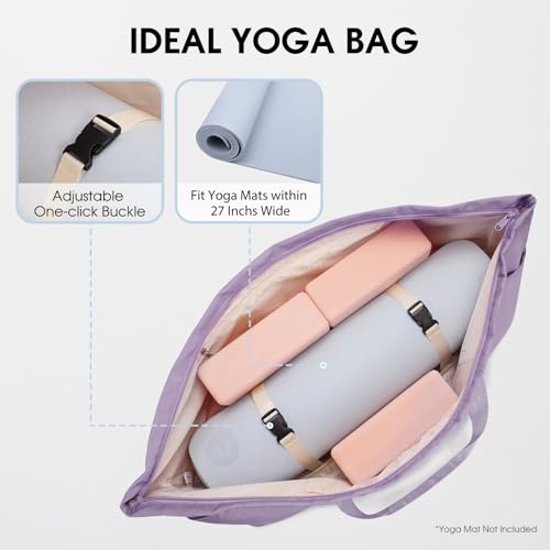 sportsnew Large Yoga Mat Bag Trolley Sleeve Gym Carrier Shoe Bag Wet Pocket | water-resistant fabric, large capacity,wide full-zip opening,separate shoe bag,2 yoga mat holder straps,multi-pocket storage - color: Purple
