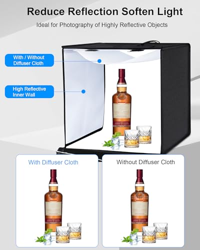 PULUZ Light Box Photography, 24x24 inch Large Photo Studio Light Box, Professional Dimmable Photo Booth with 120 LED Lights & 6 Backdrops for Jewelry and Food Items Product Photography - size: 24*24 Inch