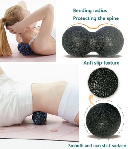 Peanut Massage Ball, Double Lacrosse Foam Roller for Physical Therapy, Firm | Deep Tissue Exercise, Myofascial Release, Muscle Knots Acupoint Relief, Trigger Point Tool for Neck Back Feet Waist Pain