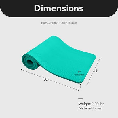 BalanceFrom 1-inch Thick 71x24 Inches Extra Thick Exercise Yoga Mat - color: Green