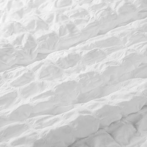 Weighted Blanket Cover, 60 x 80 Weighted Blanket Cover Seersucker, White Cover for Weighted Blanket, Washable,8 Ties, Duvet Cover only, Pillowcases not Included. - color: White Seersucker, size: 60*80