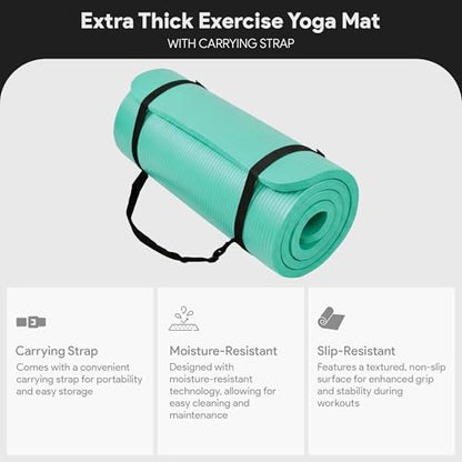BalanceFrom 1-inch Thick 71x24 Inches Extra Thick Exercise Yoga Mat - color: Aqua Blue