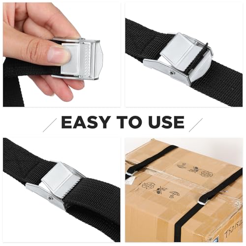 Riakrum 12 Feet 15 Pack Lashing Straps with Buckles, Adjustable, Black - color: Black, size: 12 Feet