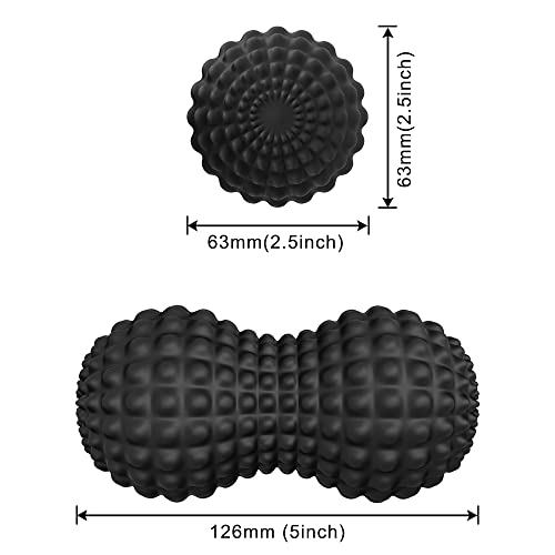 SELEWARE Peanut Massage Ball, Peanut Double Lacrosse Massage Roller Ball for Back Neck Shoulder Spine Legs Hips, Deep Tissue Peanut Roller Ball Trigger Point Muscle Massage Ball, Black - color: Black