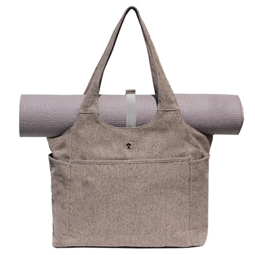 ESVAN Yoga Tote Bag Mat bag Women Shoulder Bags Carryall Tote for Travel Office Workout Gym Nurse Beach - color: Linen Gray