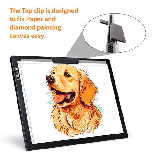 Rechargeable A4 Light Box with Padded Case,led Light pad with Built-in Stand & Clip,6 Levels of Brightness lightbox for tracing,Diamond Painting.Light Table for Artists,Drawing,Sketching,Animation