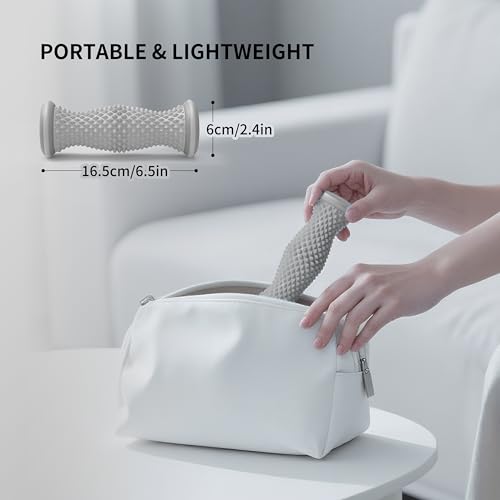 Foot Roller Massager for Plantar Fasciitis Relief, Portable Silent Deep Tissue Massager Tool for Arch and Heel Pain-Grey - color: Grey