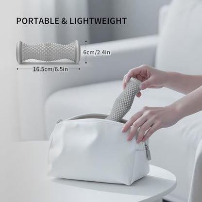 Foot Roller Massager for Plantar Fasciitis Relief, Portable Silent Deep Tissue Massager Tool for Arch and Heel Pain-Grey - color: Grey