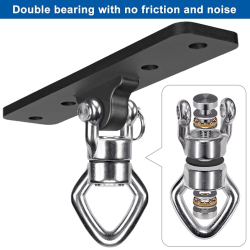 BeneLabel Ceiling Mount Swing Hanger with Bearing 900 LB Capacity Heavy Bag Hanger Stainless Steel Hanging Chair Mount 360° Swing Hardware for Aerial Silks, Punching Bag, Gymnast Ring - color: 1pack-4 Holes Black Base Swing Hanger