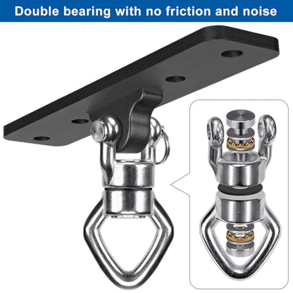 BeneLabel Ceiling Mount Swing Hanger with Bearing 900 LB Capacity Heavy Bag Hanger Stainless Steel Hanging Chair Mount 360° Swing Hardware for Aerial Silks, Punching Bag, Gymnast Ring - color: 1pack-4 Holes Black Base Swing Hanger