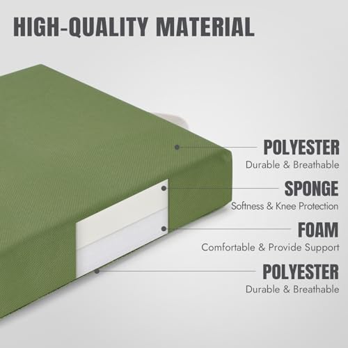 HappyPicnic Extra Thick Kneeling Pad, 1 Pack, Green, 17.5 x 11 x 2in | Soft High-density Foam knee Support, with Handle, Easy to Clean, for Gardening, Yoga, Prayer, Housework, Exercise - color: Green