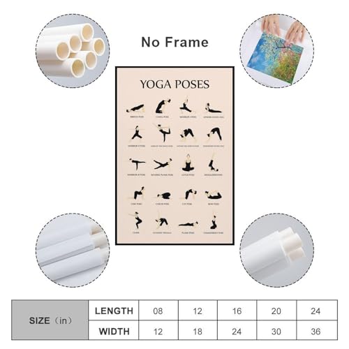 CYPGTBCK Yoga Poster for Beginners Home Gym Workout Poster Decorative Painting Canvas Wall Art Living Room Posters Bedroom Painting 12x18inch(30x45cm) - size: 18"L x 12"W