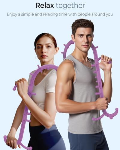 Back and Neck Massager for Pain Relief Deep Tissue, Upgraded Full Body Trigger Point Cane Massage Tools, Therapy Massage Stick Pressure Point Hook, Muscle Knot Remover Tool (Pink) - color: Pink