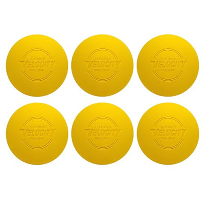 Velocity Pro Grip Lacrosse Balls - 6, 12, 18, 60 and 120 Packs - Certified for Youth, Club, High School, CLA, and College Game Play - color: Yellow, size: 6 Balls