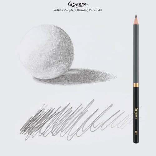 Cezanne Graphite Drawing Pencils Set - 4H, Set of 12 Break-Resistant Graphite Lead, Easy-to-Sharpen Sketch Pencils, Master Artist Quality Graphite Pencils for Technical and Artistic Drawing - color: 4H, size: Set of 12