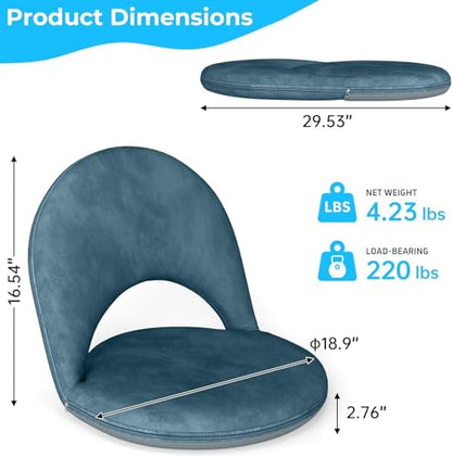 2Pcs Floor Chair with Adjustable Back Support for Kids and Adults - color: Blue-2 Pcs