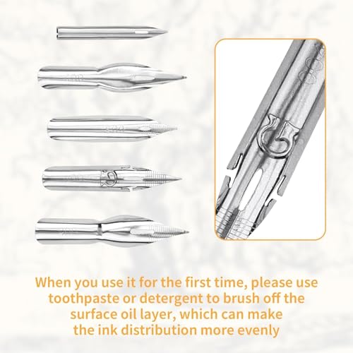 G-Pen Ink Nib Stainless Steel Drawing Comic Pen Nib, 11 Pcs Comic Pens Nib Set, Dip Pens Nibs Holders with Comic Nib, Calligraphy Wooden Drawing Holder with Stainless Steel Pen Nib for Writing