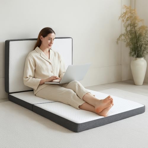Tri Fold Memory Foam Foldable Mattress Full, 3 inch Folding Mattress for Guest Sleep. Portable Trifold Mat with Removable Washable Cover, Floor Sleeping Mat for Adult and Kid - size: Full
