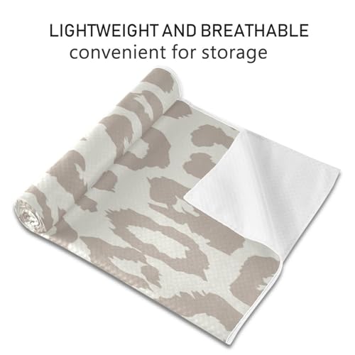 YETTASBIN Leopard Yoga Mat Towel, Non Slip Sweat Absorbent Hot Yoga Towel Portable Lightweight Travel Workout Towel with Storage Bag for Home Yoga, Pilates, Fitness 73x 27 Inch
