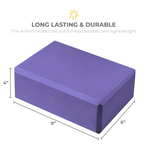 Bulk 4in Foam Yoga Blocks, 6 Pack - color: Purple