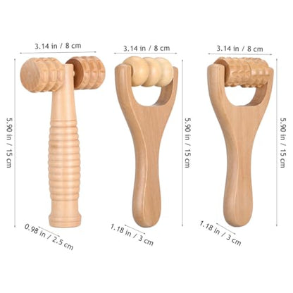 Wooden Foot Massager Roller 3-Pack Handheld Massage Roller Tool for Foot Neck Shoulder Back Reflexology Portable Wood Massager for Home Travel Hotel 5.90 X 3.14 X 1.18 in