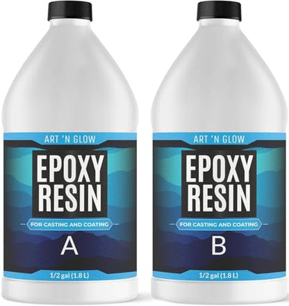 Crystal Clear Epoxy Resin 1 Gallon - Food Safe, UV Resistant, Bubble Free | Casting & coating epoxy resin for jewelry, coasters, molds, art, wood & more. Bubble-free, low odor, USA based business - size: 1 Gallon