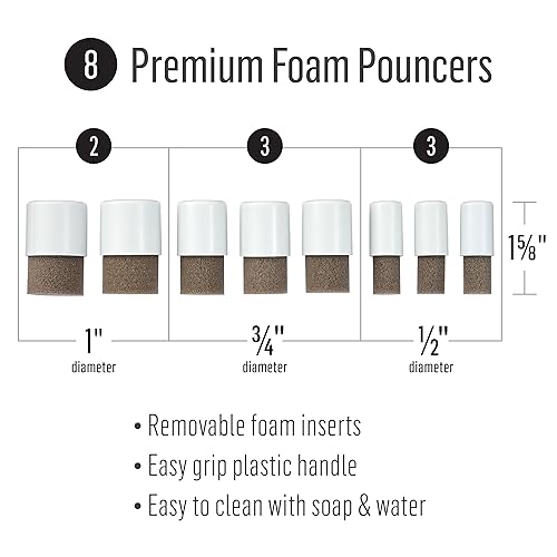 FolkArt 8 Pc Foam Pouncer Set Perfect for Stenciling, Pouncing, and Stippling Arts and Crafts Projects, 63863