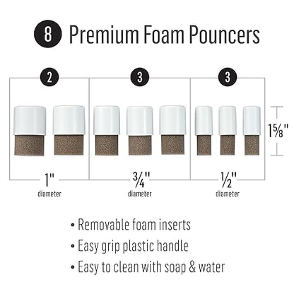 FolkArt 8 Pc Foam Pouncer Set Perfect for Stenciling, Pouncing, and Stippling Arts and Crafts Projects, 63863