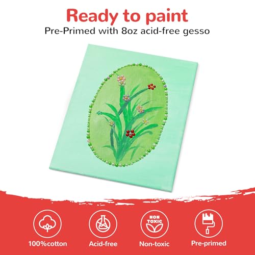 100 Pack 8x10 Inch Flat Canvas Boards for Painting, Canvas Panels | 100% Cotton White Blank Art Supplies for Acrylics Oil Gouache Tempera Paints - size: 8"x10"- 100pcs