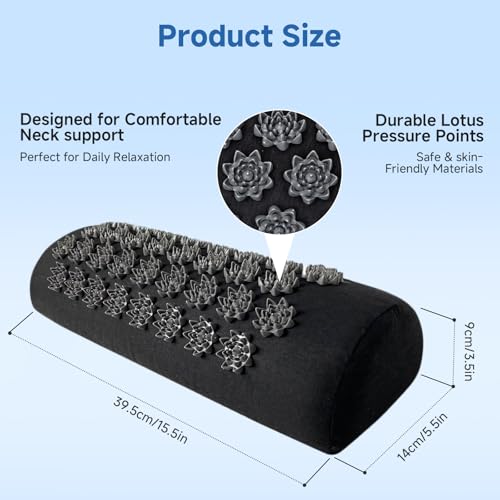 Acupressure Neck Pillow, Ergonomic Neck Support Pillow with Raised Pressure Points, Neck Rest Pillow for Home, Office, Travel, Reading, Relaxation Gift for Women & Men, Black - color: Black