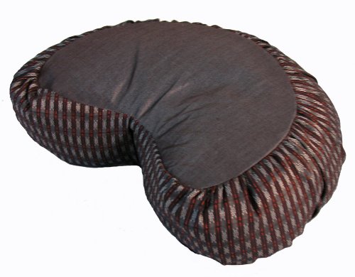 Meditation Cushion Zafu Pillow Buckwheat Fill - Global Weave Fabric Crescent Silver Gray - color: Crescent Silver Gray